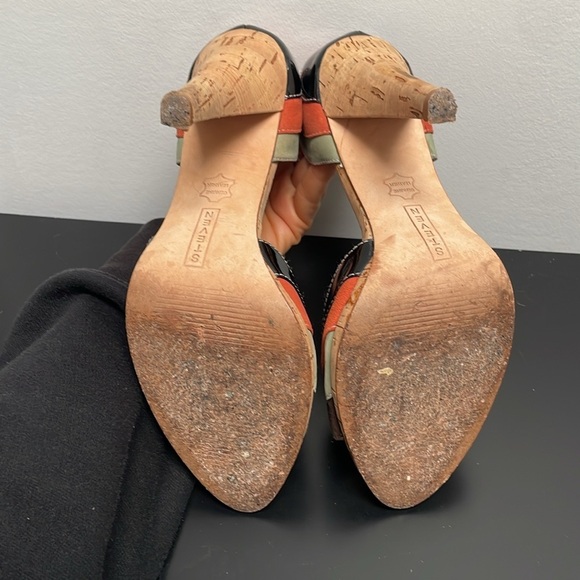 Steven by Steve Madden Peep Open Toe Heels Vybe Cork Leather Multicolor 7.5 - Picture 8 of 12